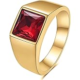 MYNENEY Black/Green/Bule/Red/Yellow Cubic Zirconia Bands Rings for Men Statement Signet Wedding Engagement Ring Gemstone Birthstone Bands for Women Mens