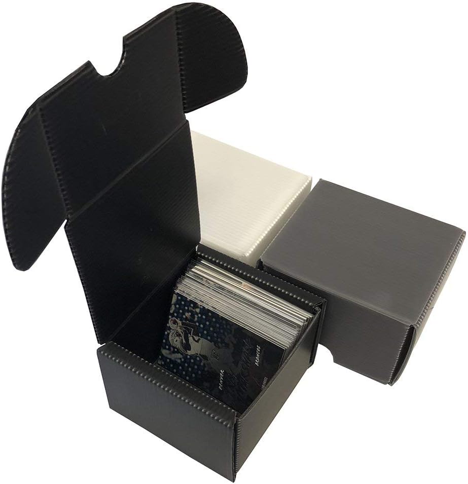 Max Protection 200 Count Size Corrugated Plastic Baseball Trading Card Storage Boxes - Black