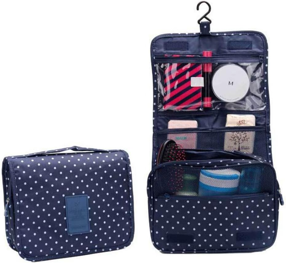 hibote Travel Hanging Toiletry Bag - Portable Make up Hanging Organizer Wash Bag with Strong Hook and Large Detachable Clear Compartment for Makeup or Liquids Dark Blue
