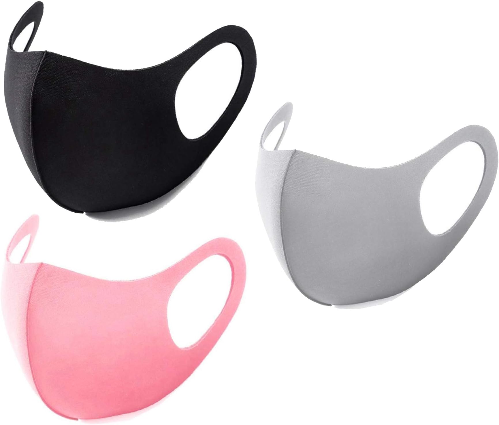 3 Pack Reusable Bandana with 3 Layers of Space Cotton, 1Grey1Black1Pink