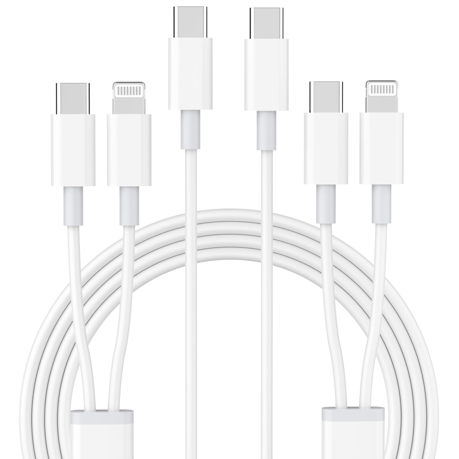 Photo 1 of 2 in 1 USB C to USB C/Lightning Cable Compatible for iPhone 17 16 15 14 13 12 11 XS XR X, 2 Pack 60W Type C Multiple Charging with Lightning/Type C Port iPhone Charger Cord Fast Charging Cable 6FT