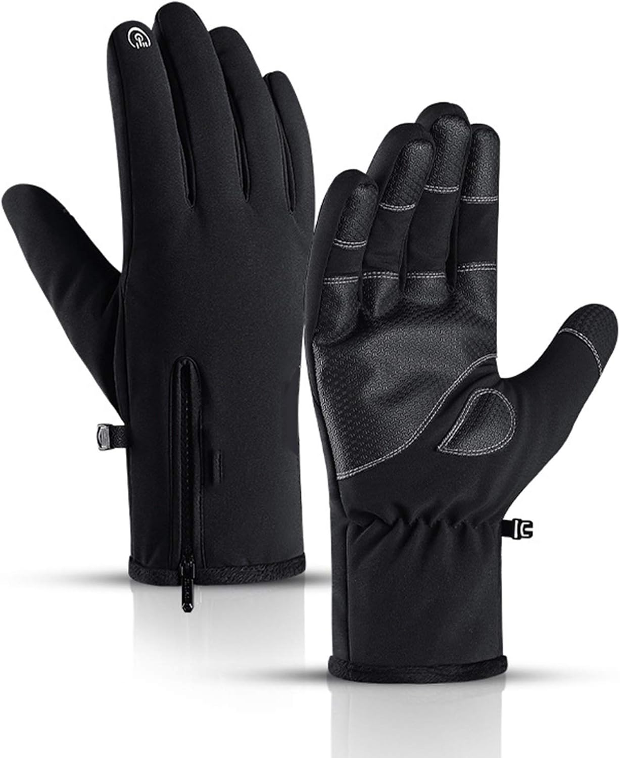 Zipper Waterproof Gloves, NonSlip Keep Warm Touch Screen Windproof