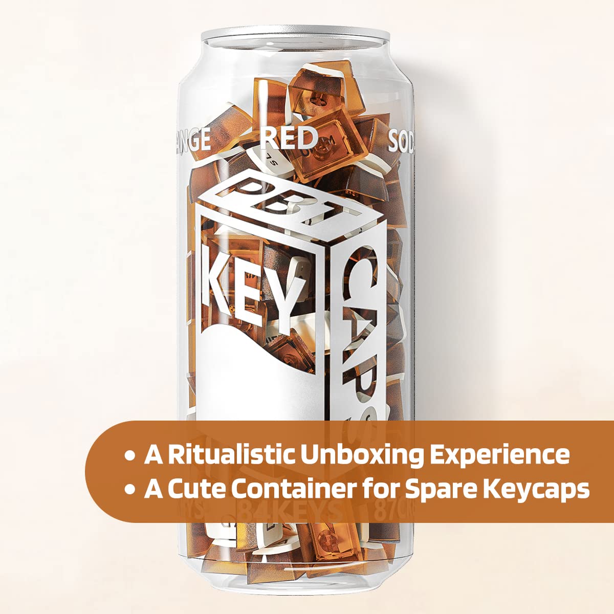 KBDcraft Soda Can Pudding Keycaps for Mechanical Keyboards, ASA Profile, Innovated Based on OEM, PBT Doubleshot with Transparent Layer for RGB, Full 116-key