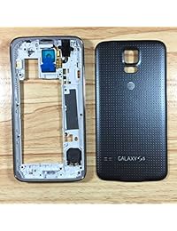 Negro para S5 G900 A Full carcasa funda cover + Protector de lente de vidrio + Frame + Batería de la puerta Funda + Botones + Herramientas para Samsung Galaxy S5 at & T G900 A i9600