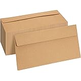 100 Pack Bulk #10 Brown Envelopes with Gummed Seal for Invitations, Mailing Letters, Checks, Gift Certificates (4-1/8 x 9-1/2