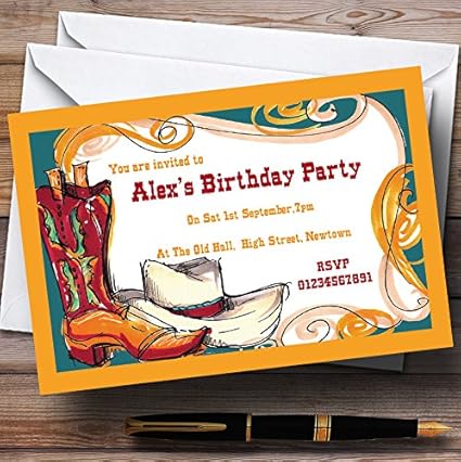 Invitations D Anniversaire Personnalisees Western Cowboy Th148 Amazon Fr Fournitures De Bureau