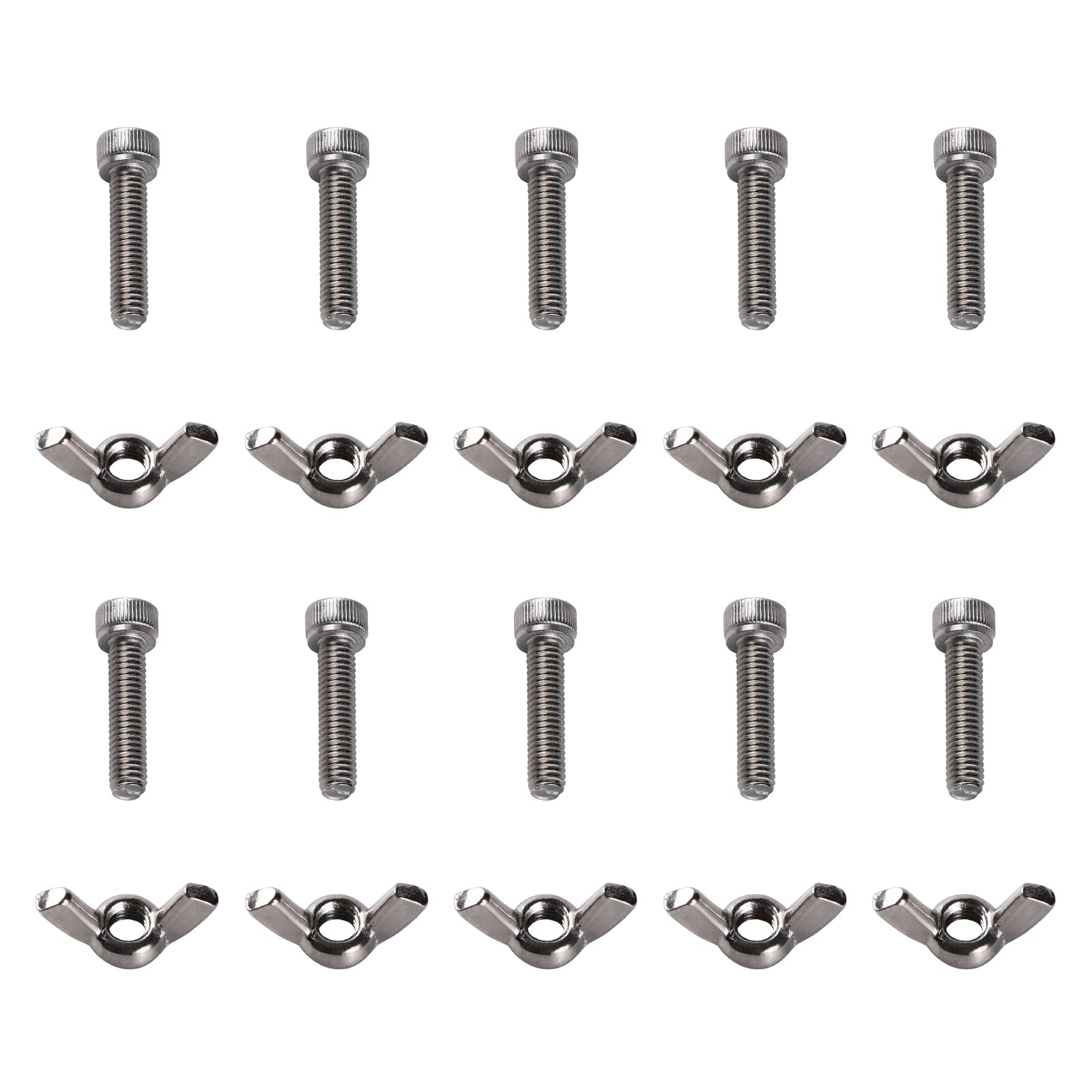 GORGECRAFT 1 Box 10 Set 1/4" Bat Pins for Pottery Wheel Bats Replacement Stainless Steel Butterfly Wing Nuts Hand Twist Tighten Wingnuts Kit Screw Fastener Parts Thumb Bolts for Home Office Supplies