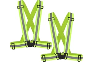 HOAOH 2 Pack Reflective Safety Vests for Cycling Motorcycle 360° High Vis Strap Lightweight Elastic and Adjustable Reflective