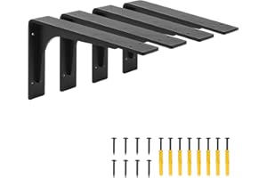 PICESA 10"x 6"Shelf Brackets,L Shelf Brackets,max Load 300lbs, Vertical Angle, Premium Alloy Metal Heavy Duty Shelf Bracket, high Strength Mounting Hardware Included, Corner Brace Joint,Pack of 4.