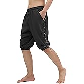 Men’s Pirate Shorts Medieval Viking Navigator Renaissance Banded Pants Gothic Linen Costume Shorts