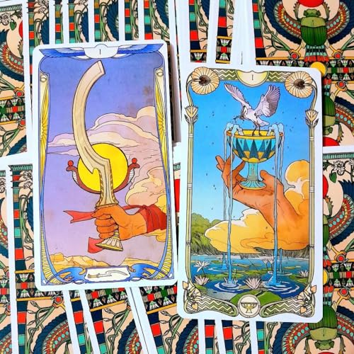 Atesswy Egyptian Art Nouveau Tarot, A Egyptian-Themed Tarot Deck: Ancient Wisdom Meets Art Nouveau Elegance, 78 Tarot Cards, Pocket Edition: 4.06