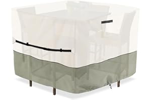 Osileyo Square Patio Furniture Cover for 5-Piece Bar Height Patio Dining Set Covers,100% Waterproof Outdoor 60 Inch Square High Wicker Bar Table and Chairs Cover, Beige