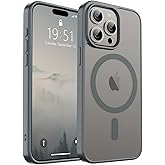 SUPFINE Magnetic for iPhone 15 Pro Max Case (Compatible with MagSafe) (Military Grade Drop Protection) Slim Translucent Matte Shockproof with Anti-Fingerprint Phone Case, Gray