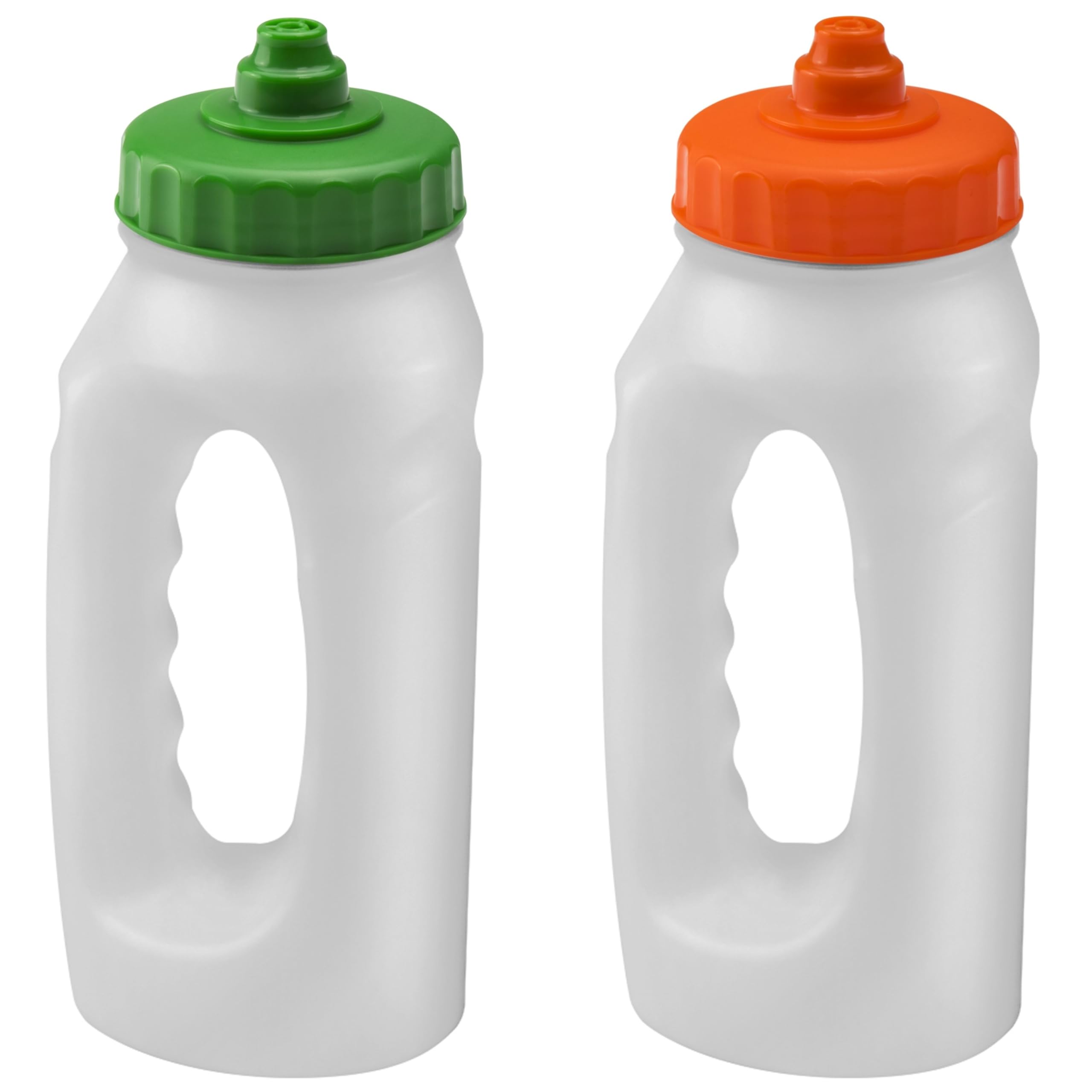Jolly Brite Running Water Bottle Handheld 500ml Leakproof Spout Light Weight BPA Free Easy Grip Ideal for Runners Jogging Sports Gym Training 2 Pack (Orange & Green)