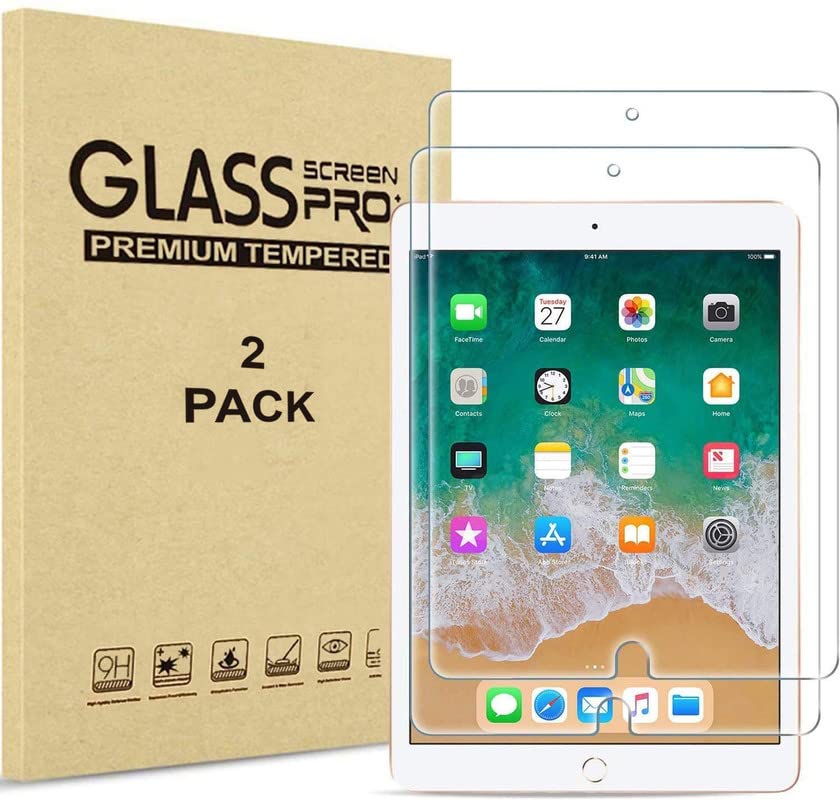 Pack of 2 Tempered Glass for iPad 9.7 Air 1 (2013), Air 2 (2014) 5th Generation (2017) 6th Generation (2018), iPad Pro 9.7 (2016) 9H Hardness Screen Protector