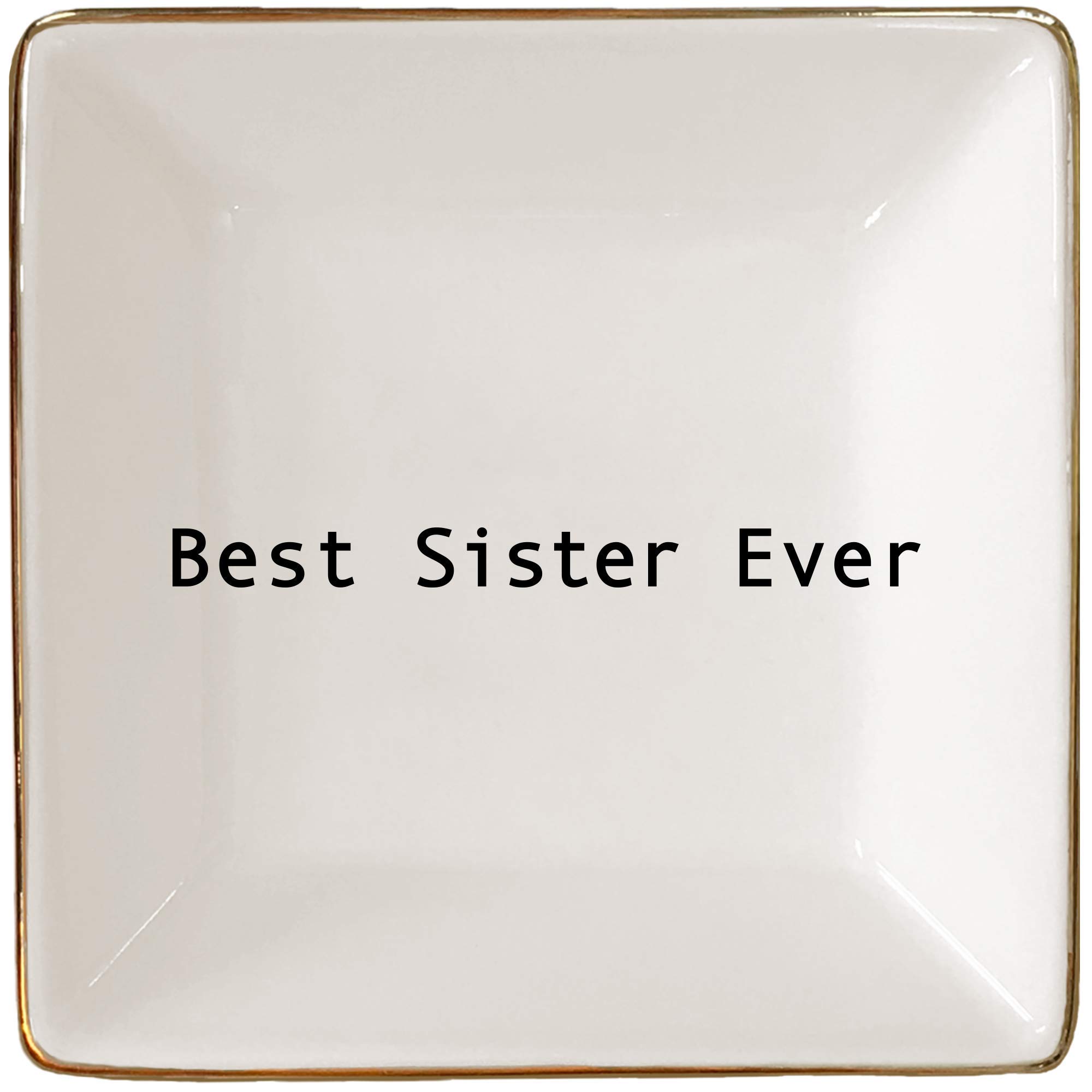 Simply Charmed Best Sister Ever Gift | Jewelry Ring Holder | Elegant Trinket Tray or Dish