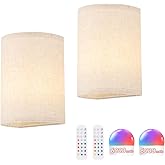 Shenmoyl Battery Operated Wall Sconce Set of 2, Rechargeable 6000mAh Magnetic Bulb, No Drill Stick On Cordless Wall Light, RG