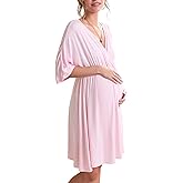 Ekouaer 3 in 1 Labor/Delivery/Hospital Gown Maternity Dress Nursing Nightgown Sleepwear for Breastfeeding