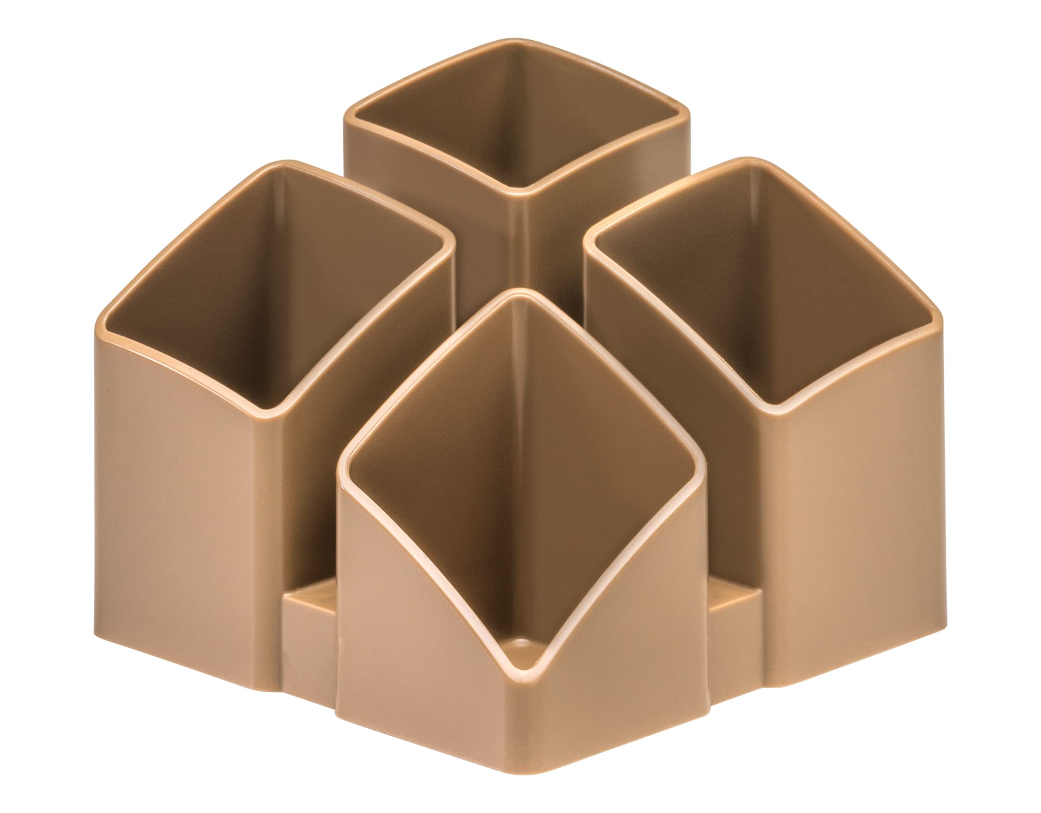 HAN Scala 17450-83 Desk Quiver with 4 Compartments and Card Stand, Adjustable, Expandable, High-Gloss and Premium Quality, Caramel