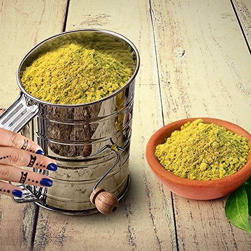 Flour Sifter Stainless Steel, Hand Crank Flour Sifter for Baking Almond Powdered Sugar Sifters -Fruits Vegetables Cleaning Sifting-Essential Kitchen Tools - Thumbnail 5
