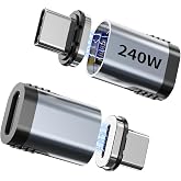 Tciogrxp 240W USB4 90&deg; Magnetic USB-C Adapter 2-Pack 24Pin for Mac/PC | Secure magnetic hold, 40Gbps 8K 60Hz, Thunderbolt 3/4, Steam Deck, PS5, protects port from wear