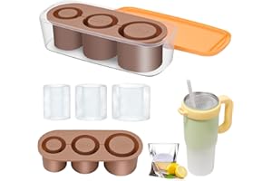 SUFUJIA Stackable Ice Cube Tray Set with Lid & Bin, Ice Cube Maker for Stanley Cup, Travel Mug, Coffee, Whiskey, Cocktails and Homemade, Keep Drinks Chilled (COFFEE)