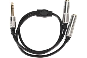 EIMSOAH 1/4 Inch Stereo Splitter Y Cable Durable Dual Channel Aluminum Alloy Male Plug to Dual Female Port Cable for Sound Eq