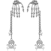 Skull Earrings for Women Goth Long Tassel Earrings Skeleton Drop Earrings Retro Punk Gothic Halloween Earrings Jewelry