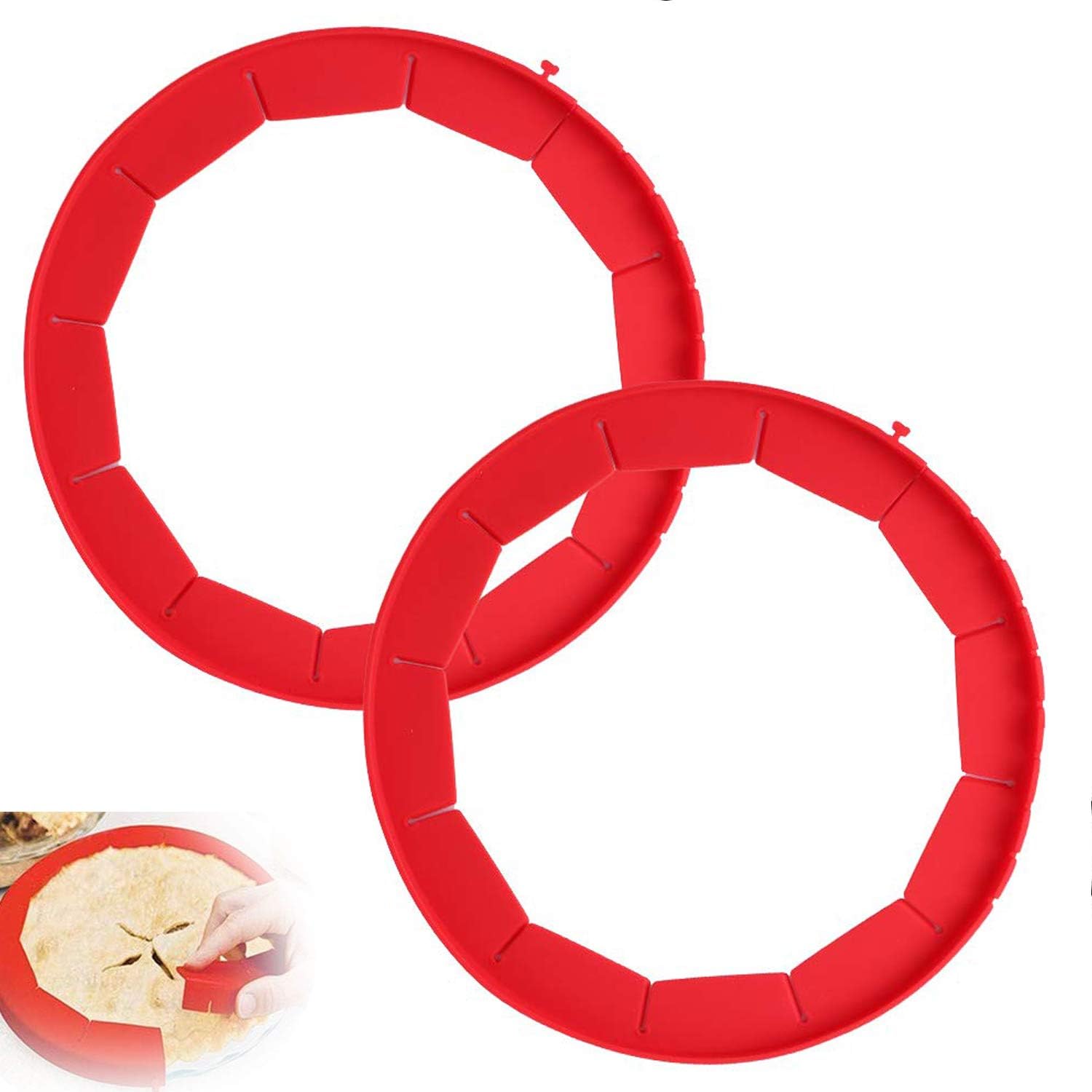 Silicone Adjustable Pie Crust Shield for Baking Pie 2 Packs Pie Edge