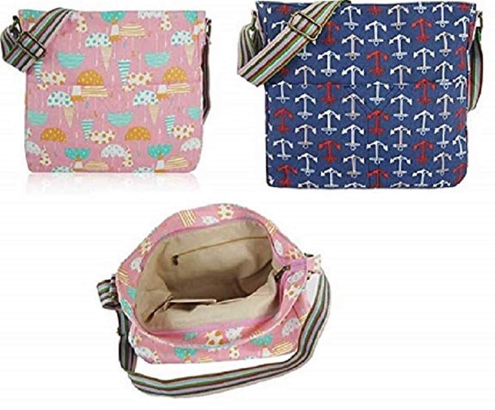 Ladies Girls Umbrella or Anchors Cross body Messenger Bag Women Canvas Shoulder Work Bags Handbag great for travel bag (blue)