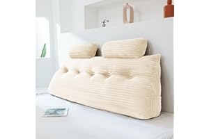 Rycwola Headboard Wedge Pillow with 2 Pack Neck Roll Pillow Large Headboard Pillow Queen Wedge Pillow Headboard Soft and Supportive Bed Rest Reading Pillows for Sitting in Bed with Removable Cover