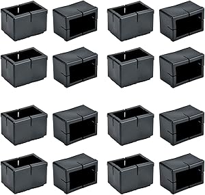 Chair Leg Caps, WarmHut 16pcs Black Silicone Table Furniture Leg Feet Tips Covers Wood Floor Protectors, Felt Pads, Prevent Scratches, (Rectangle)(Black)