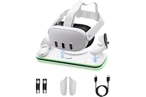 Mcbazel Charging Station for Oculus Quest 3, VR Charging Dock with 2 Rechargeable Batteries Display Stand Accessories Fast Ch