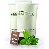 ECO Amenities Travel Size 1oz Body Wash (BULK 200 Pack) - 30ml Bulk Hotel Body Wash Supplies for Guests - Green Tea Scent Eco body wash for woman, Body wash for men, Biodegradable Container