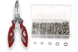 ALLOYPRO Pack of 201pcs Fishing Stainless Steel Split Rings 5 Sizes and Plier Set, Split Ring Capable of withstanding Large tensile Force and Fishing Plier Tool Kit for Saltwater Fishing Lure Connectors…