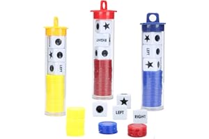 COZZIYCUL 3 Pack Left Dot Star Right Dices Chips Game Set Plastic Dot-Right-Star-Left Dices and Chips Game Fun Multiplayer for Travel Party Activity