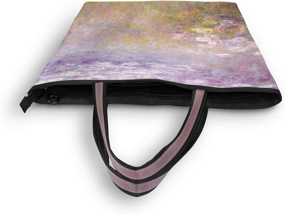 Nusswahn De Ea Cau E A I Oͽ N ץe I Monet Water Lily Arts Oil Painting Purple Green Ladies Handbag Mnsruu Large Tote Bag Shoulder Bag For Gym B Luggage Travel Gear Clothing Shoes