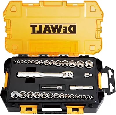 DEWALT DWMT45034 Mechanics 34 Piece 1/4 & 3/8 Inch Drive Socket Set SAE Metric