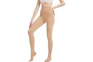 MGANG Plus Size Compression Tights for Women 15-20 mmHg with Closed Toe - Womens Graduated Compression Pantyhose for Swelling, Sclerotherapy, Pregnancy Circulation - Beige, 5X-Large
