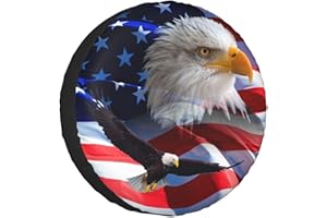 MAEDUE 16 Inch Spare Tire Cover Weatherproof Sun Protection Wheel Tire Cover Universal Fit Trailers RV SUV Truck Camper Travel Bald Eagle US Flag