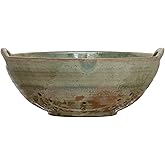 Creative Co-Op Stoneware Berry Bowl with Handles, Aqua Reactive Glaze