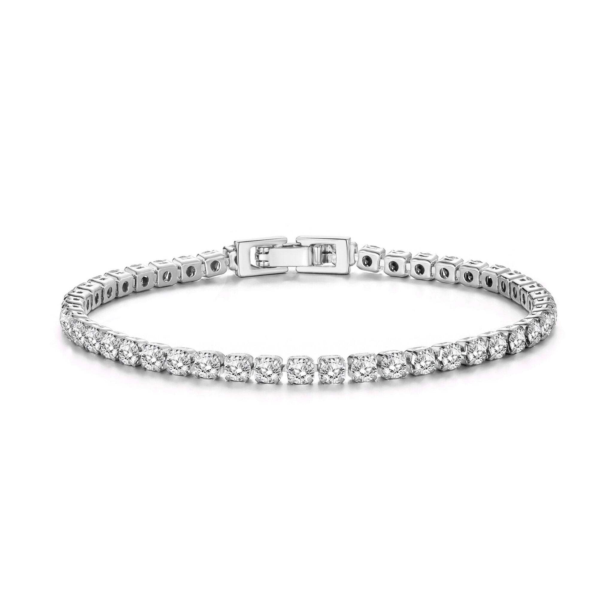 Philip Jones Silver Plated 3mm Tennis Bracelet Created with Zircondia® Crystals