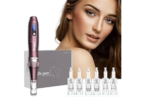 MODIX Dr. Pen Ultima A10 - Authentic Multi-Function Wireless Derma Beauty Pen - Trusty Skin Care Tool Kit for Fast Results - 0.25mm 12pins х2 + 36pins х2 + Round Nano x2