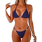 Herseas Thong Bikini Sets for Women - String Micro Bikinis Sexy 2 Piece Swimsuit Halter Triangle Brazilian Bathing Suit