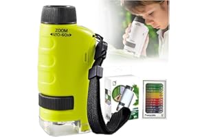 hoehew Mini Microscope for Kids, 2025 Upgrade Kids Microscope Handheld, Pocket Microscope Toy, Your Little Scientist Miniscope, Funny Educational Toy Mini Scope (Green)