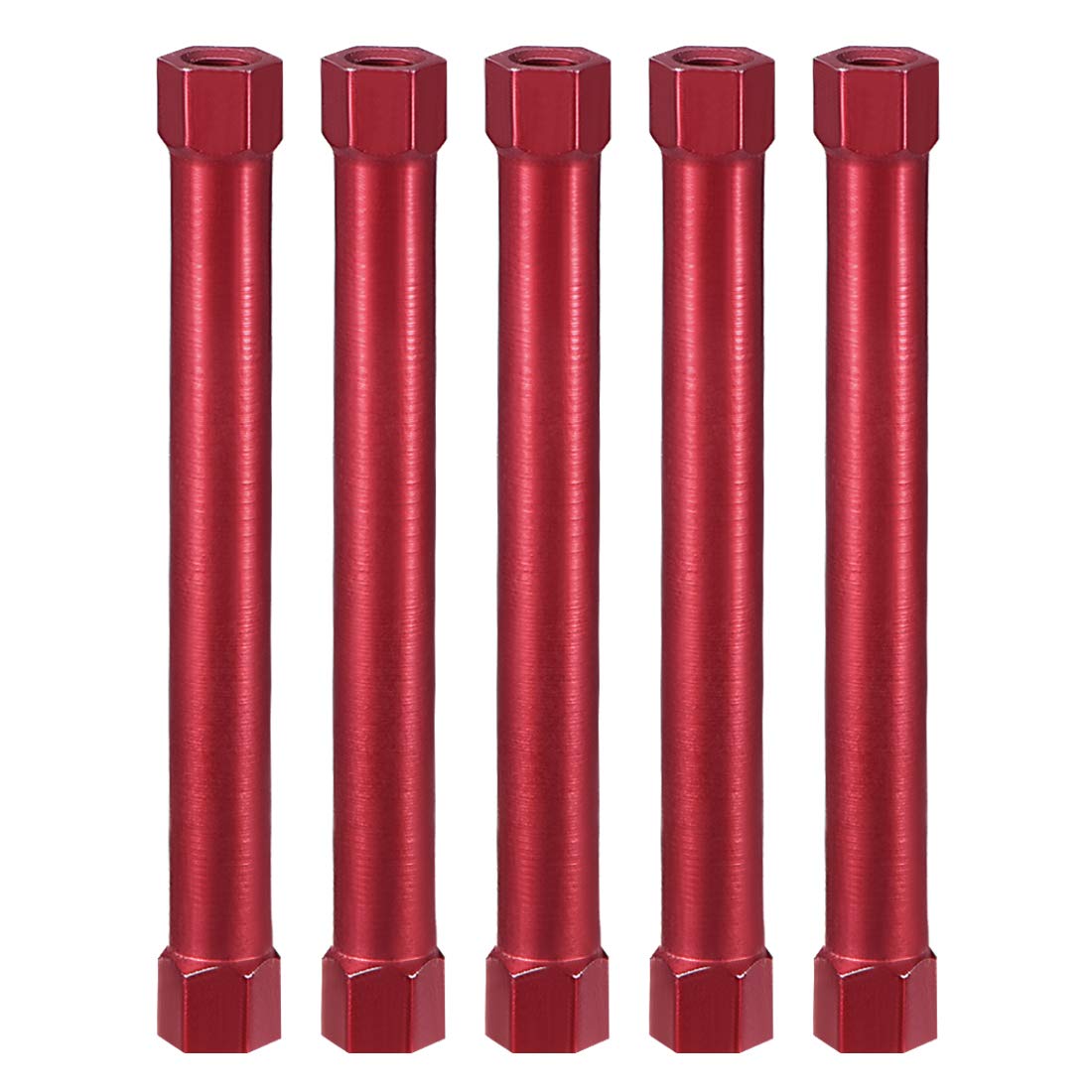 uxcell Hex Aluminum Standoff Spacer Column M3x60mm,for RC Airplane,FPV Quadcopter,CNC,Red,5pcs