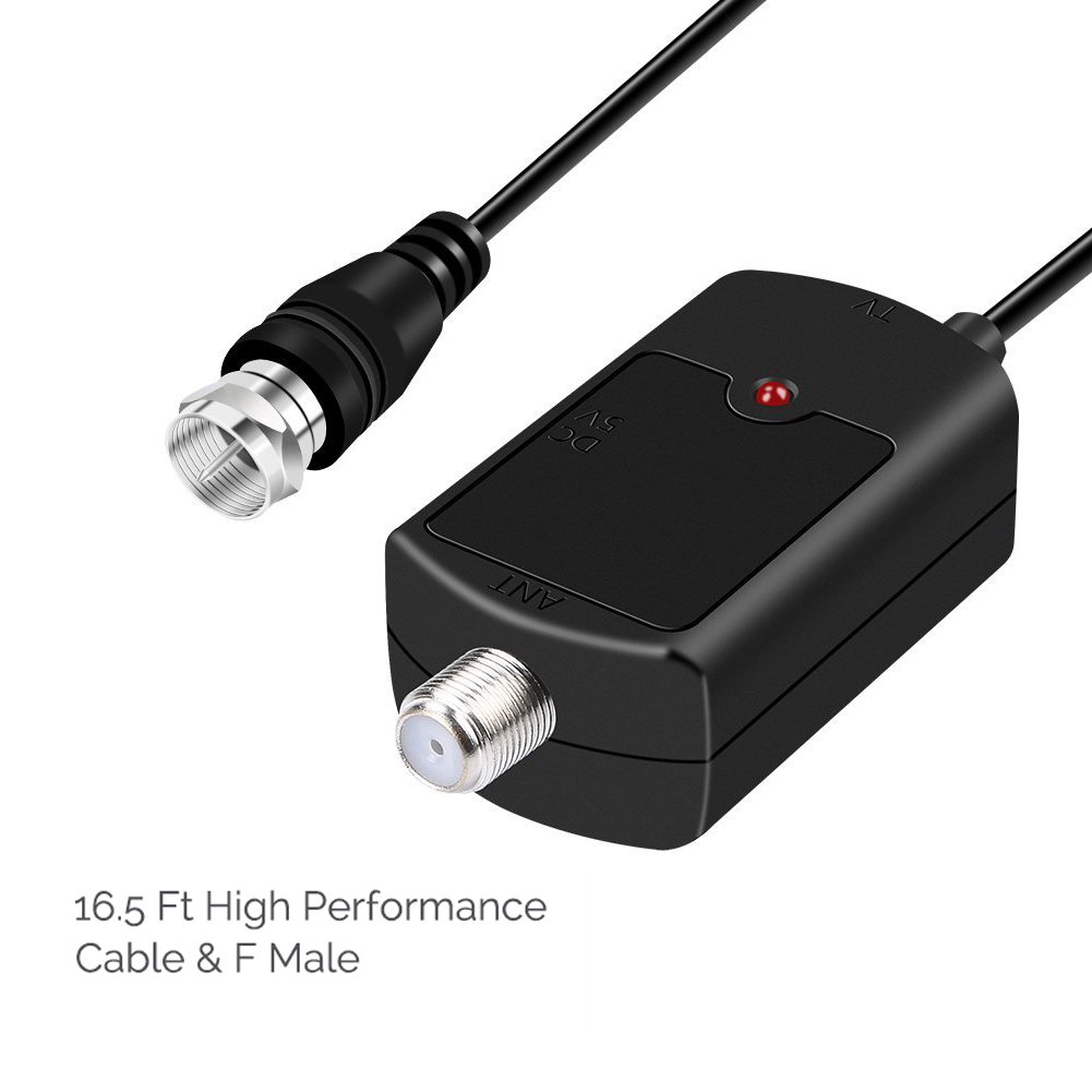 50 Mile Flat TV Antenna,Digital HDTV Antenna Indoor Long Range ATSC Home Television Receiver with Detachable Amplifier Signal Booster USB Power Supply 16.5FT High Performance Coax Cable -Black