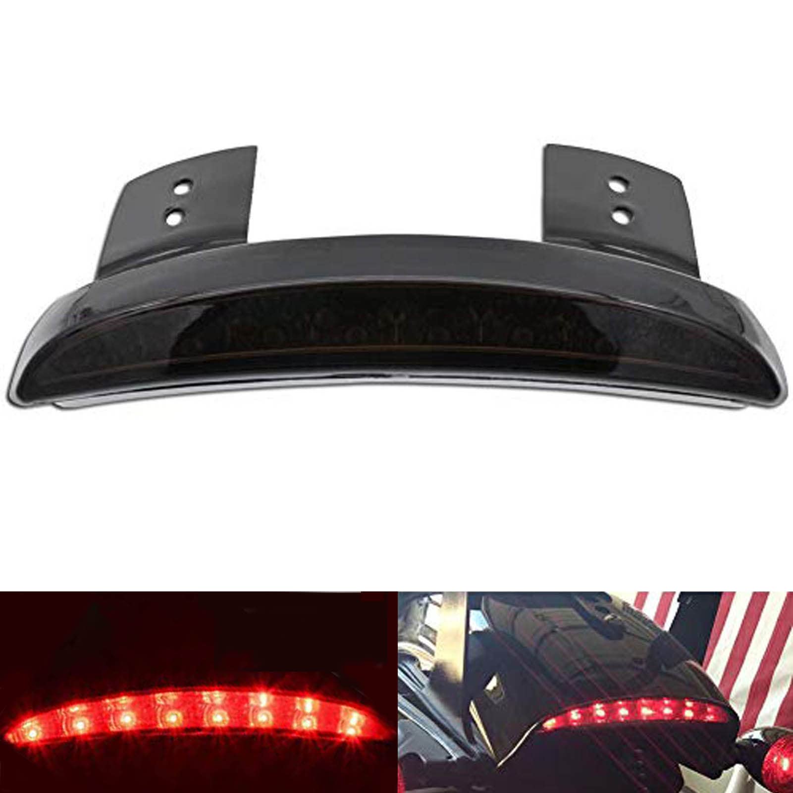 NATGIC 1 PCS Motorcycle Brake Light Rear Fender Edge Red LED Light Motorbike Running Tail Light License Plate for Har*ley Sport-ster XL 883N 1200N XL1200V XL1200X - Smoke Shell