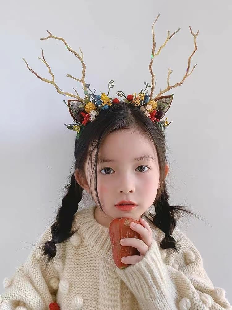 LEEMASING Led Christmas Headwear Antlers Deer Horn Head Hoop Hairband Xmas Hair Accessories For Festival Holiday (8)