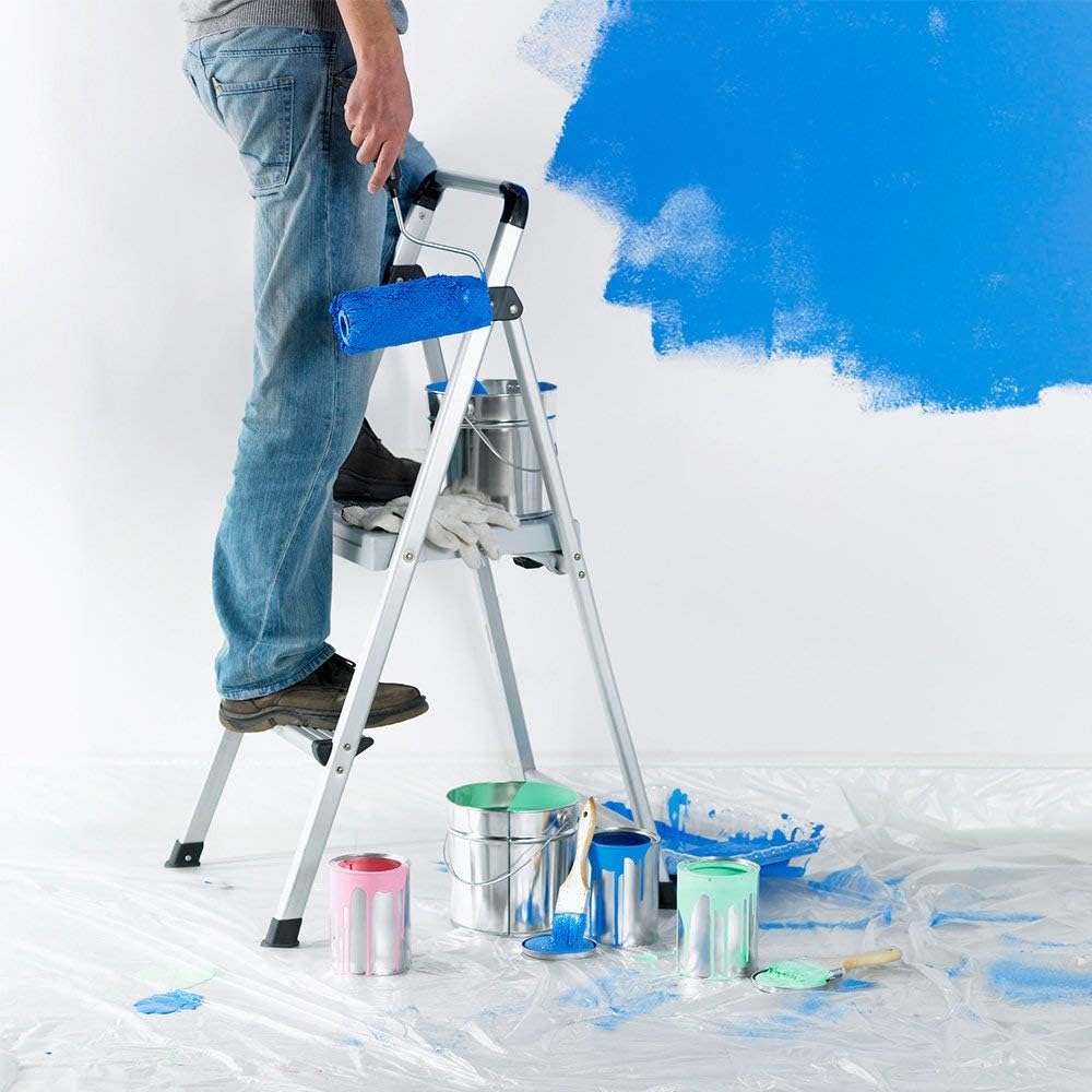 E-Gtong 1-Pack 2 Mil Plastic Drop Cloth, 9-Feet by 12-Feet Heavy Duty Plastic Painting Tarp, Waterproof Clear Plastic Tarp, Plastic Sheeting for Furniture, Wall Painting, Patio - - 